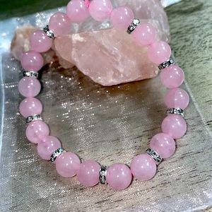 Rose Quartz Bracelet Gemstone Crystal Bead Calming Energy Love Healing Crystal